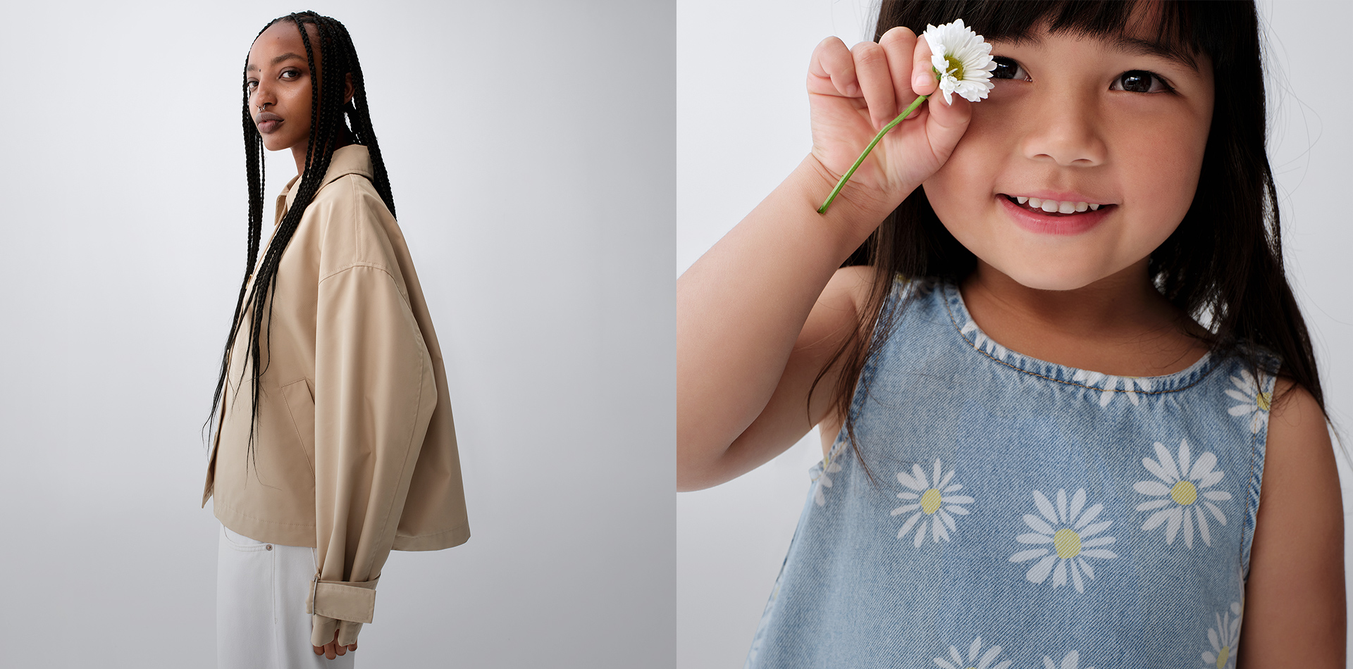 今から着られる春先取りアイテム。 淡いカラーを投入して気分を一新。